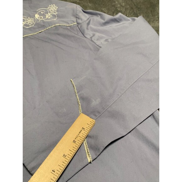 Back in the Saddle Shirt XL Blue Embroidered Flower Pearl Snap Western Cowgirl - Picture 16 of 16